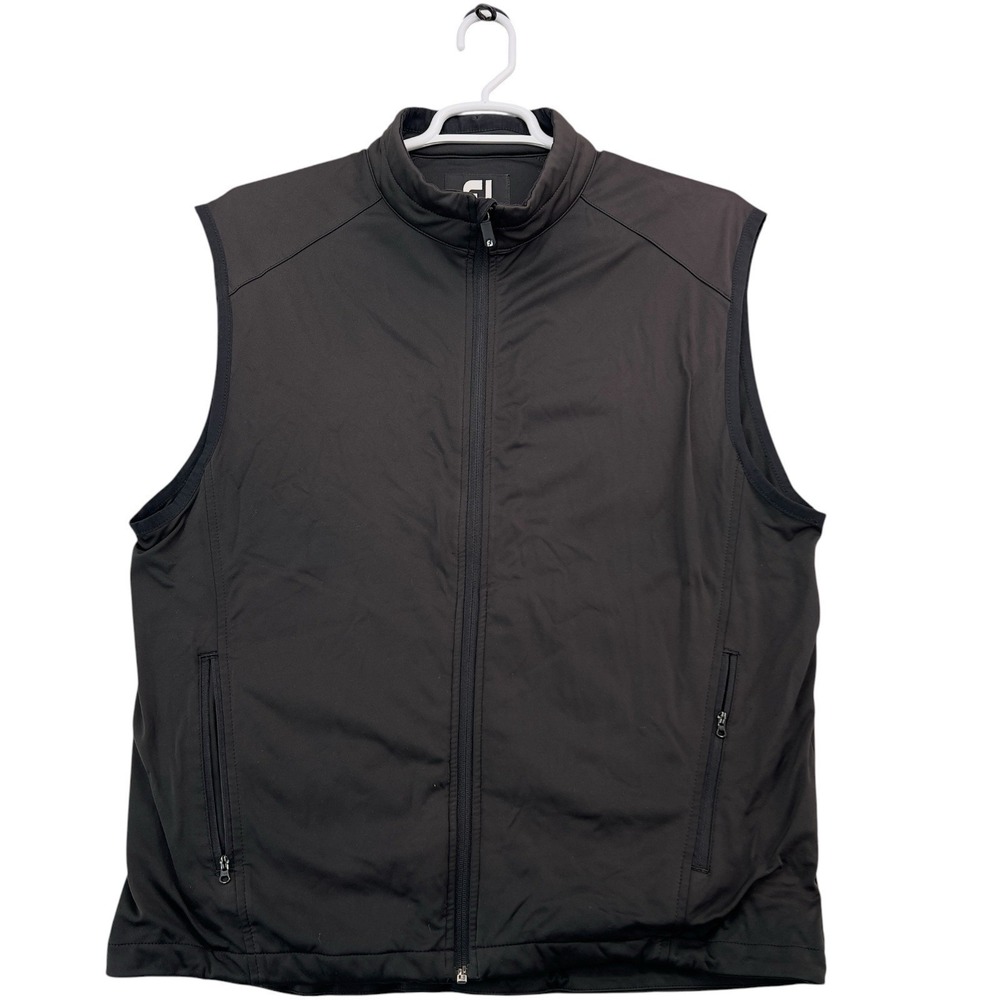 FootJoy DryJoys Golf Vest Men's Large Black Full Zip Windproof Lightweight Vest